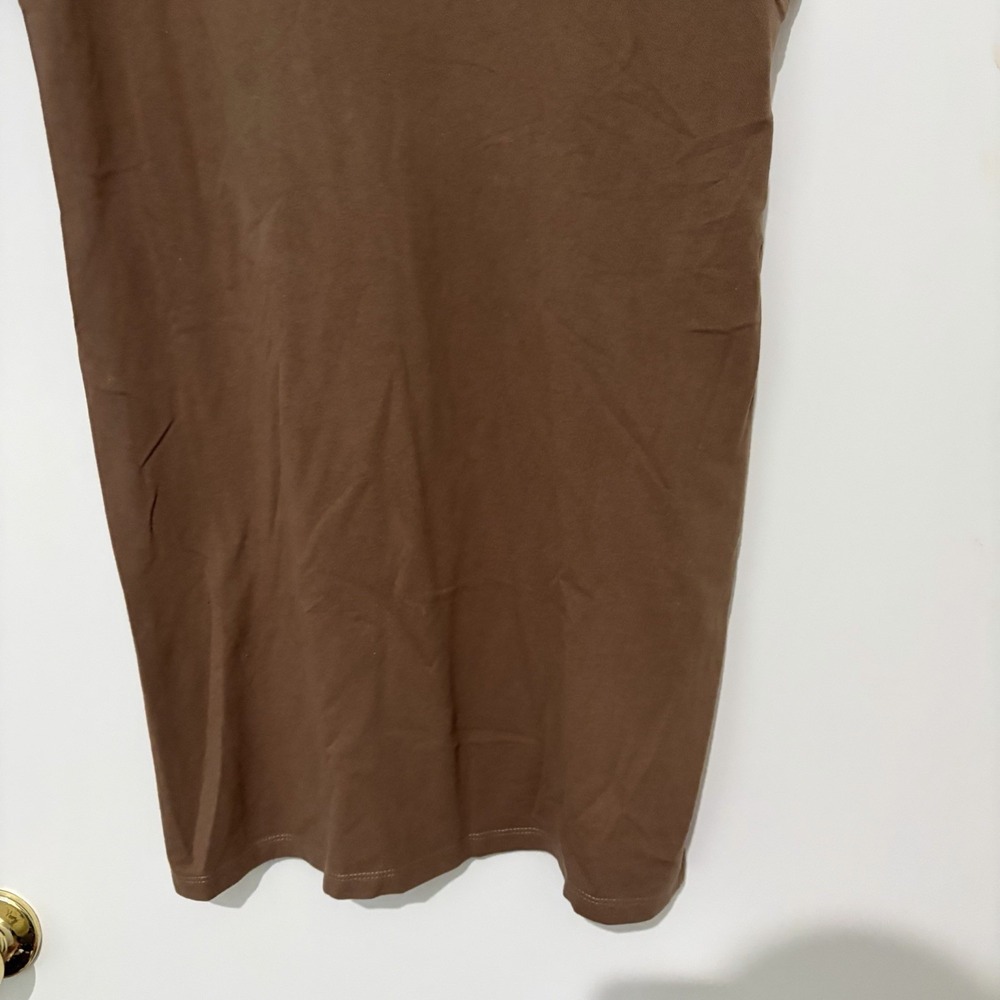 L Love Brown Dress Midi Size Medium Knee Length Cotton Basic Classic Shirt Dress - Picture 3 of 8